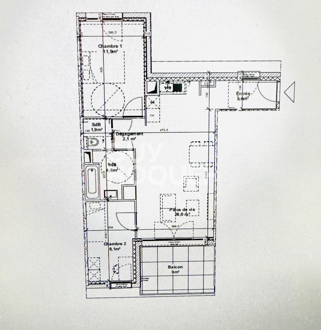 Appartement Thionville 3 pièce(s) 59.30 m2 CENTRE VILLE GARE