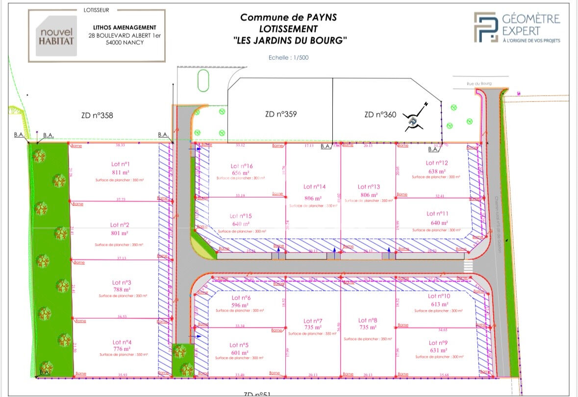 Terrain viabilisé - 601m²