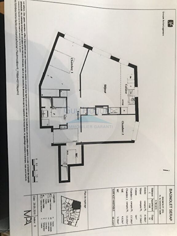 Appartement Bagnolet 3 pièce(s) 66.11 m2
