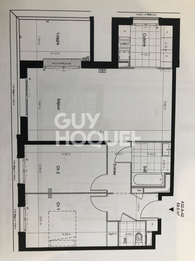 Appartement Dugny 3 pièce(s) 69 m2