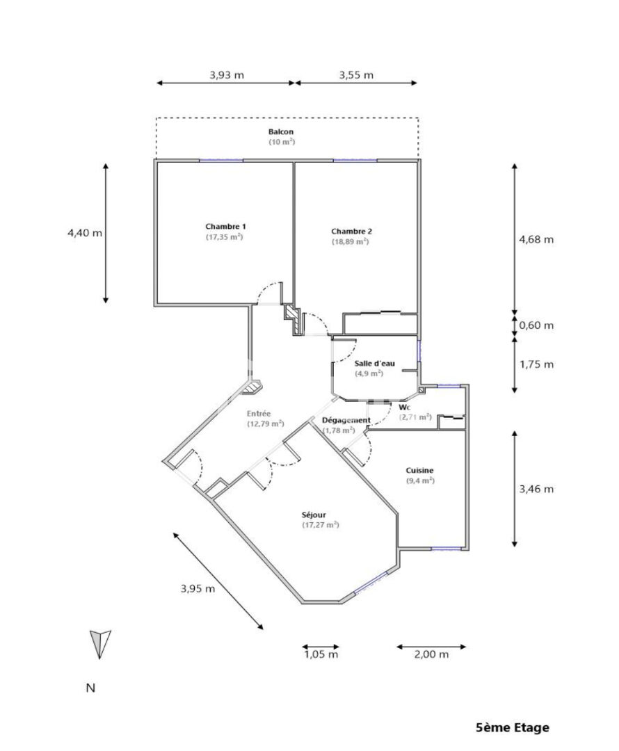 NICE CENTRE - 3 PIÈCES DE BELLE SURFACE, ÉTAGE ÉLEVÉ, ASCENSEUR, BALCON, GARAGE EN OPTION