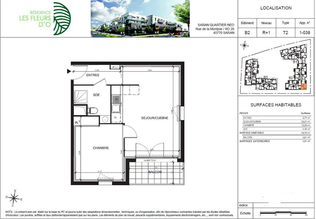 SARAN : appartement 2 pièces à louer