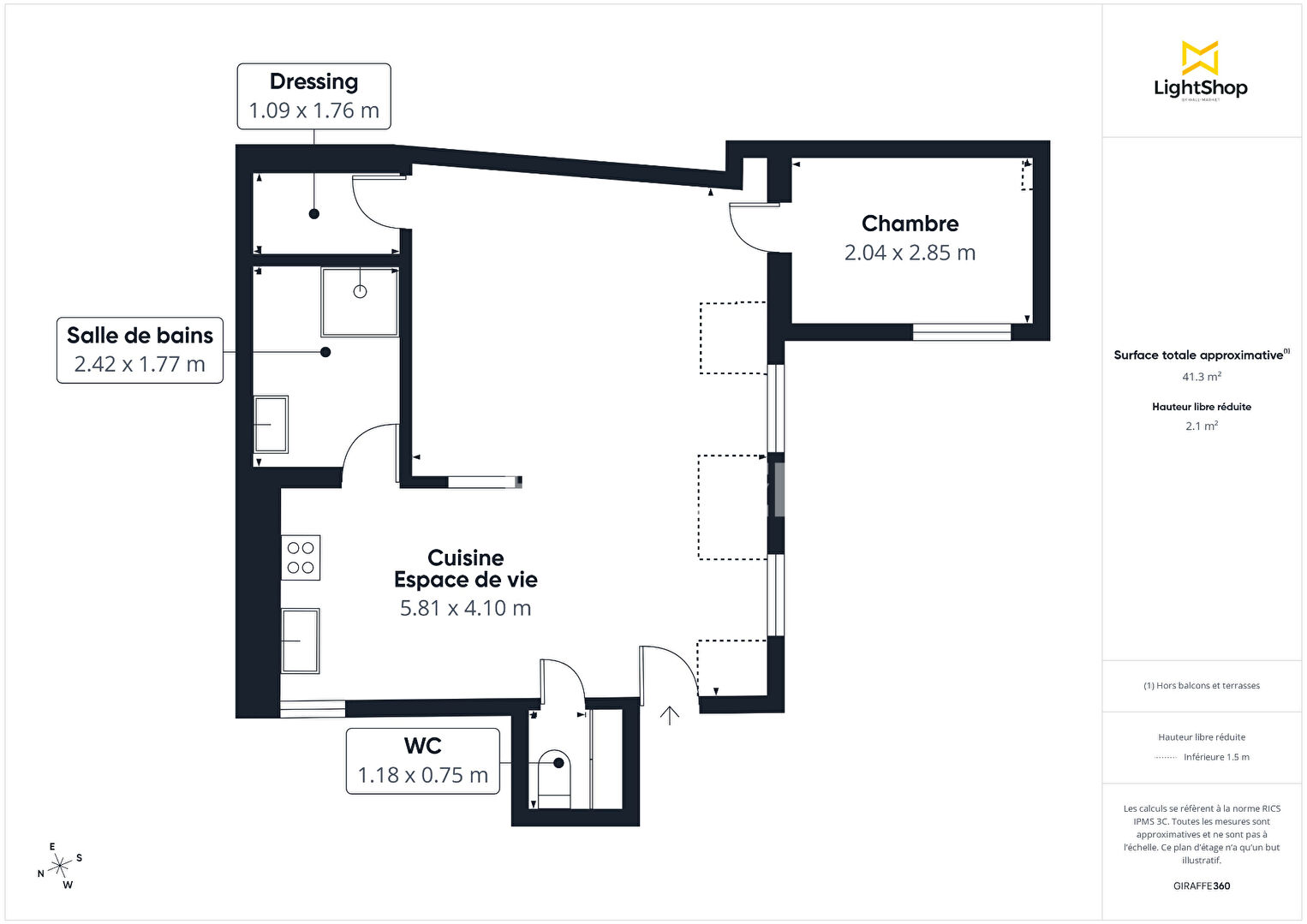 Superbe 2 pièces - Dernier étage - M° Quatre Septembre