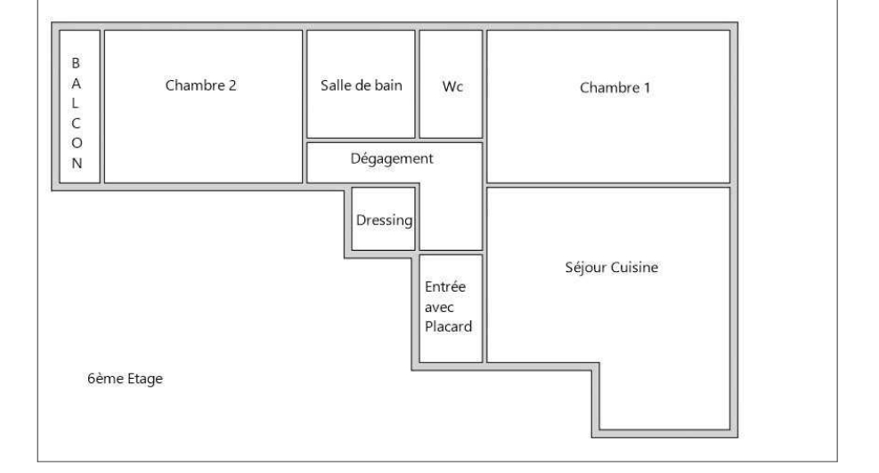 3 pièces avec balcon en étage élevé