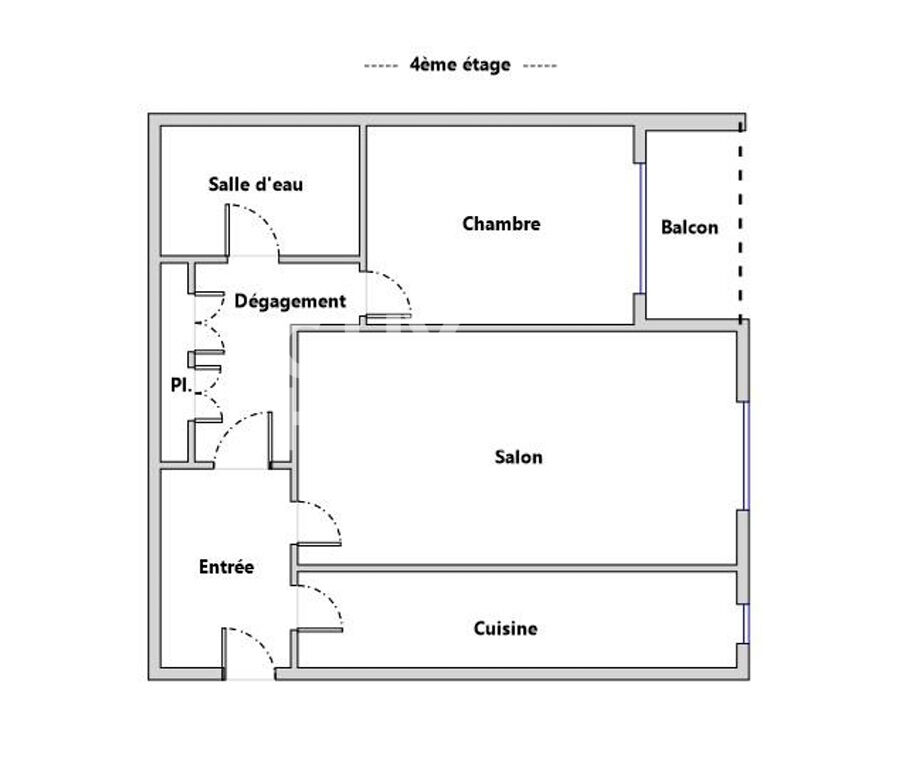 Appartement 2 pièces 1 chambre avec balcon