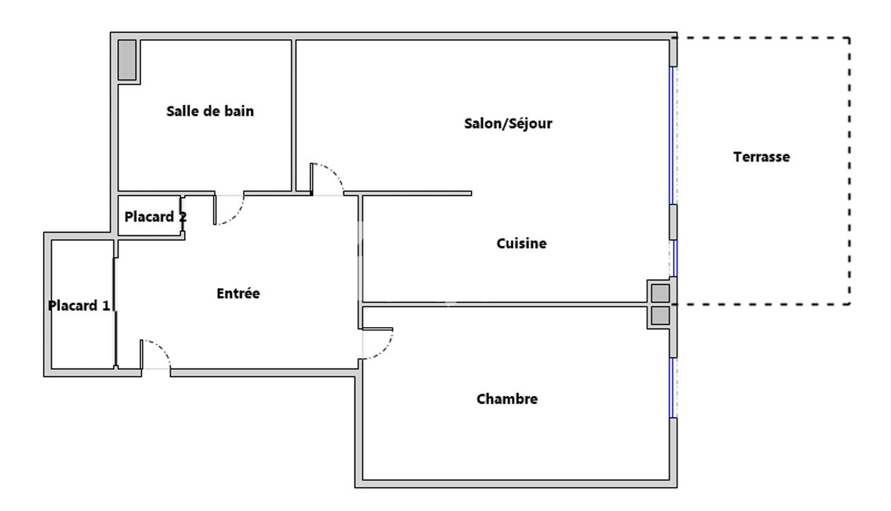 2 pièces avec grande terrasse
