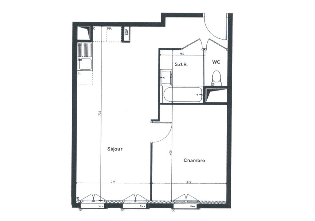 bel appartement 2 Pièces meublé