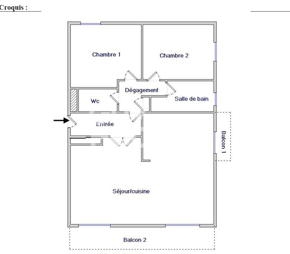 Appartement T3 + cave + parking