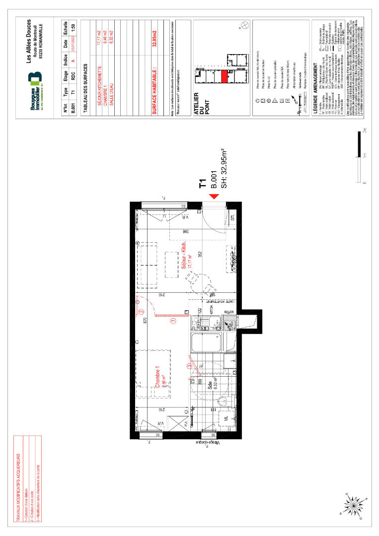 Appartement a louer romainville - 2 pièce(s) - 33 m2 - Surfyn