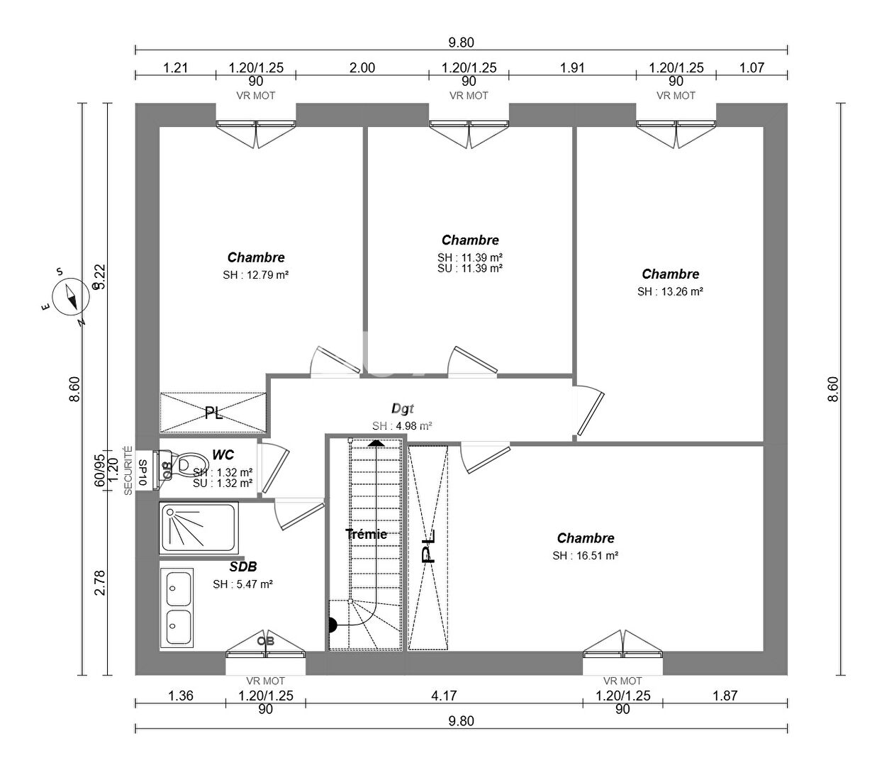 Terrain  viabilisé de 1058 m2 Azay sur Cher