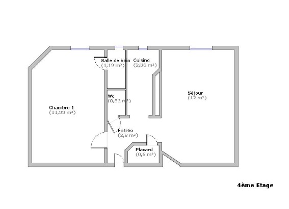 F2 de 32 m² ascenseur