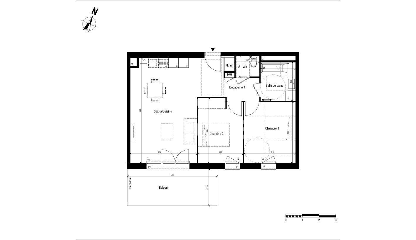 T3 1er et dernier étage expo SUD