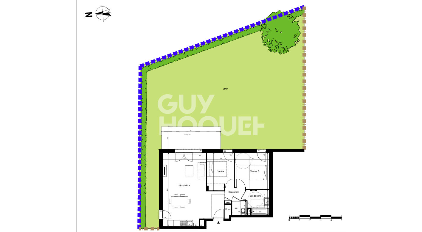 T3 en RDJ (183 m² de jardin)