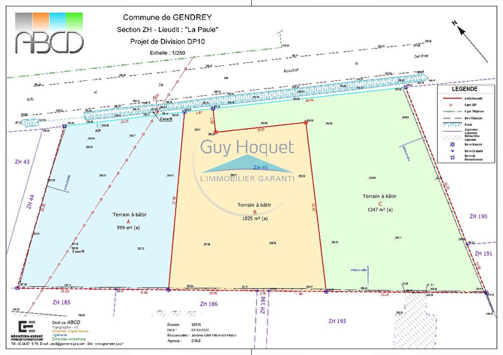 GENDREY (39), terrain constructible 1000 m2 environ
