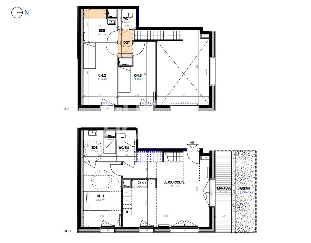 Appartement Duplex Stains 4 pièces 85.50 m2