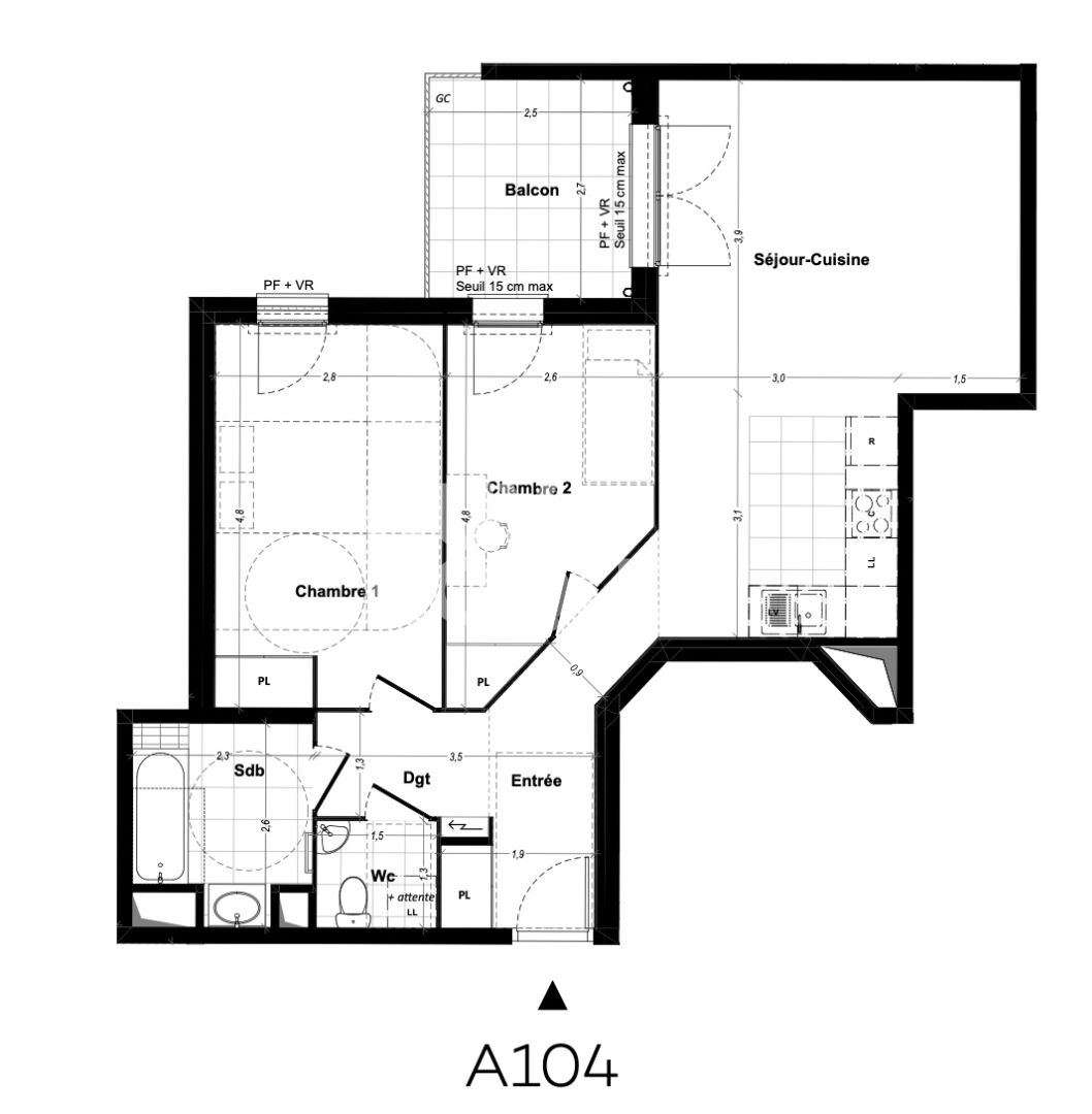 Appartement Aubervilliers 3 pièce(s) 67.00 m2