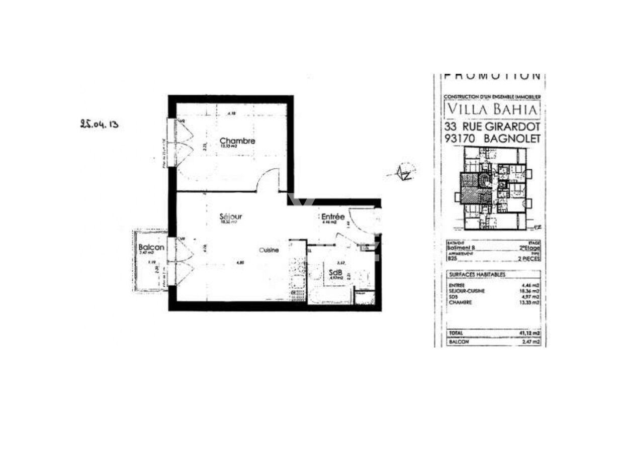 Appartement Bagnolet 2 pièce(s) 41.12 m2