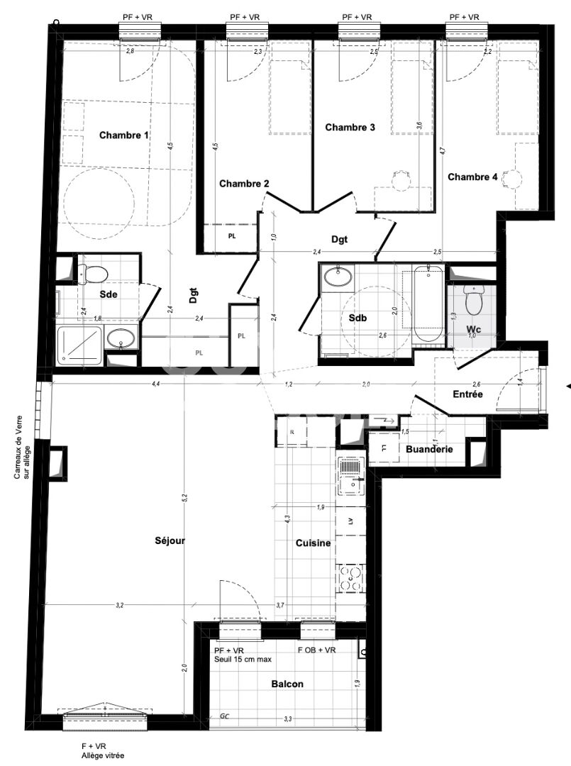 Appartement Aubervilliers 5 pièce(s) 111.6 m2