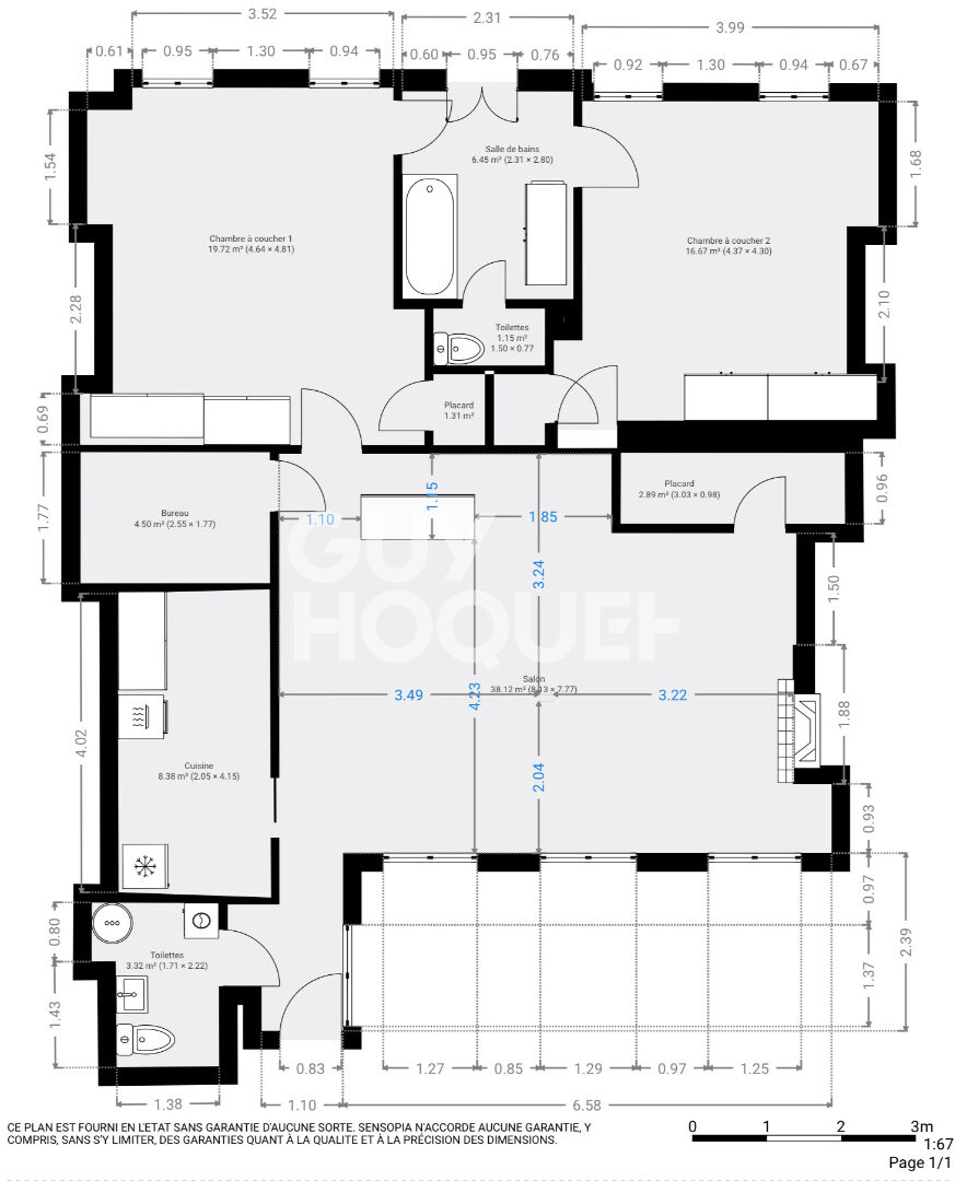 A louer, Toulouse T3 de Charme 108 m², Ascenseur, à 2 pas du Capitole !