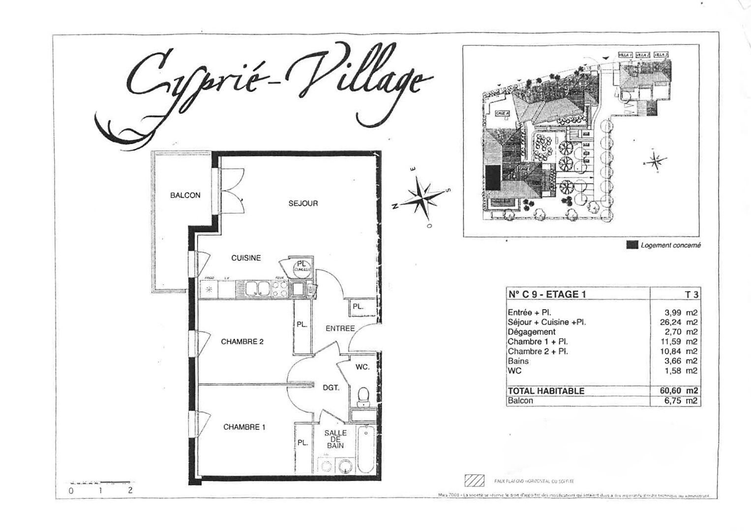 A LOUER : Bel appartement meublé T3 de 61m² à Balma