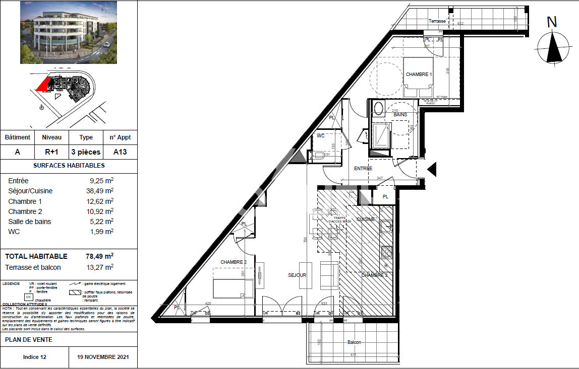 GRAND APPARTEMENT T3 PINEL - TOURNEFEUILLE