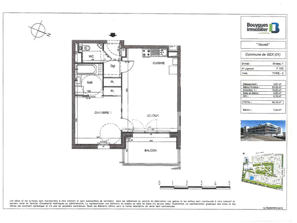 GEX : appartement F2 à louer