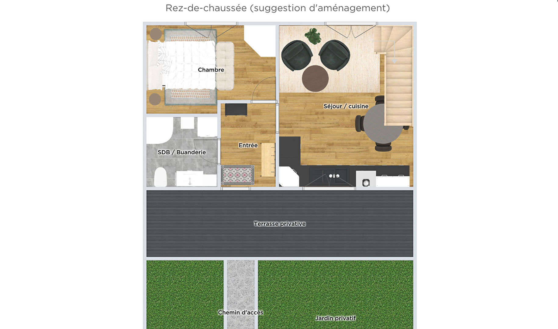 Maison avec jardin dans un cadre verdoyant