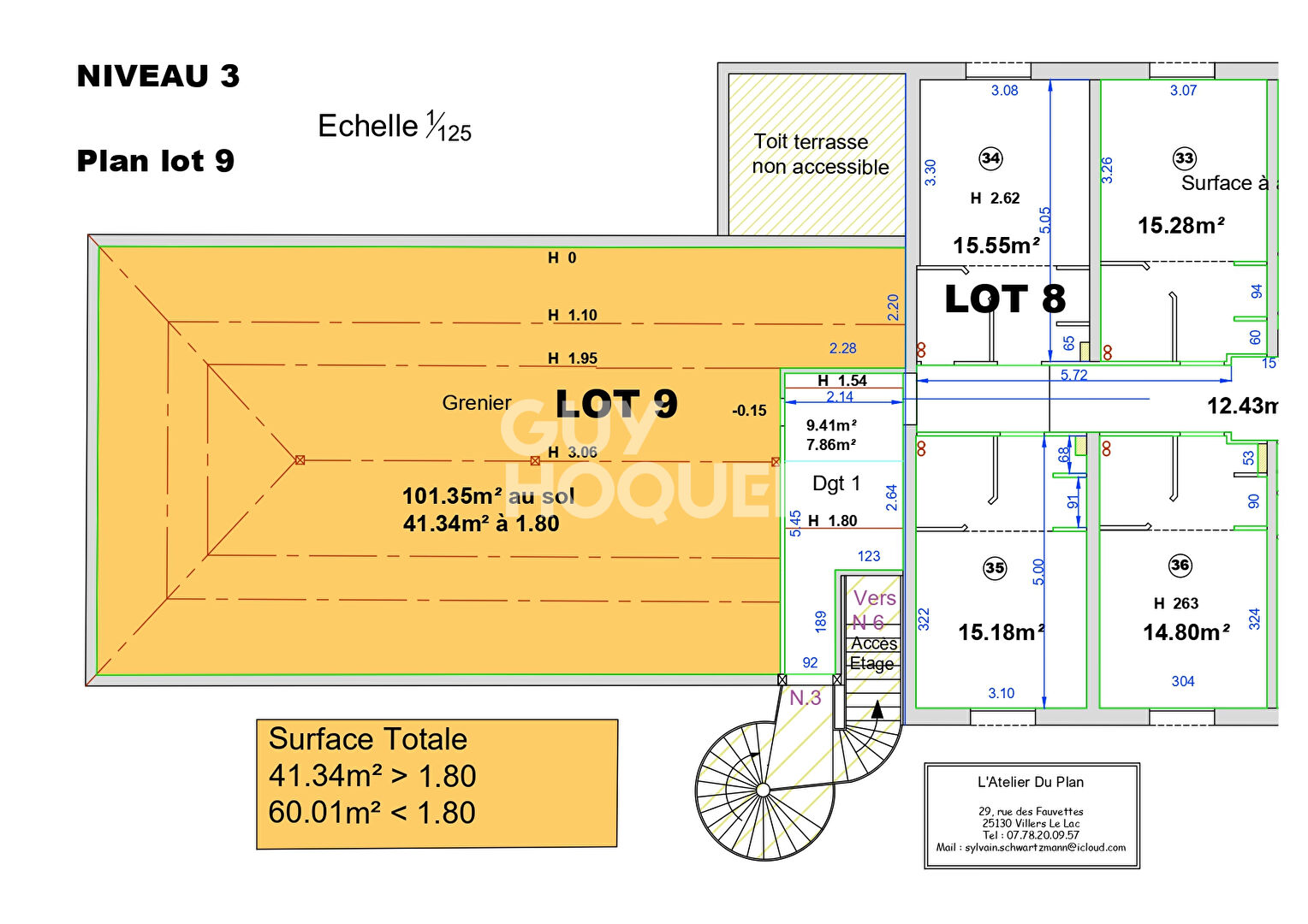 Surface à aménager (lots 8 et 9) - Maizières - 170.76 m2 - appartement 7 pièces+ balcon + grenier aménageable