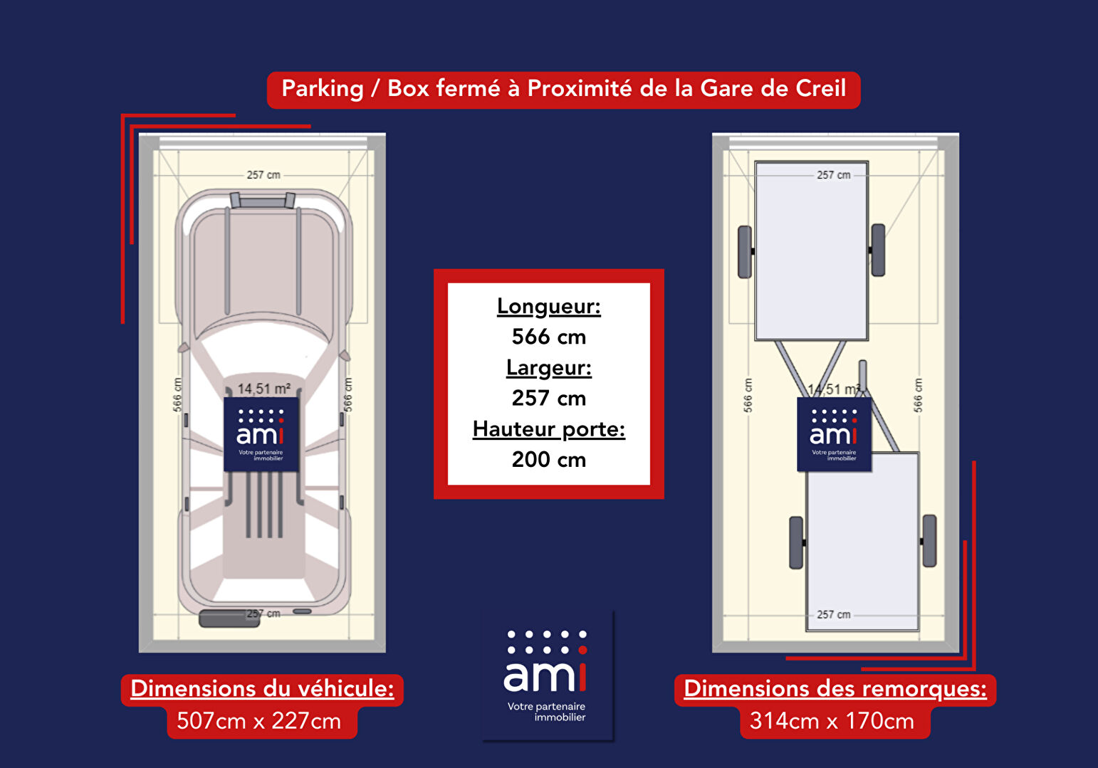 Proche GARE DE CREIL Box/Garage de 14,5m² à Vendre