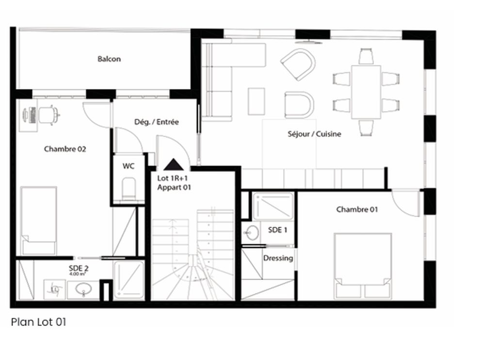 Photo JOLI  3 PIECES + BALCON & PARKING - IMMEUBLE NEUF ** PROCHE VERDUN ** image 3/5