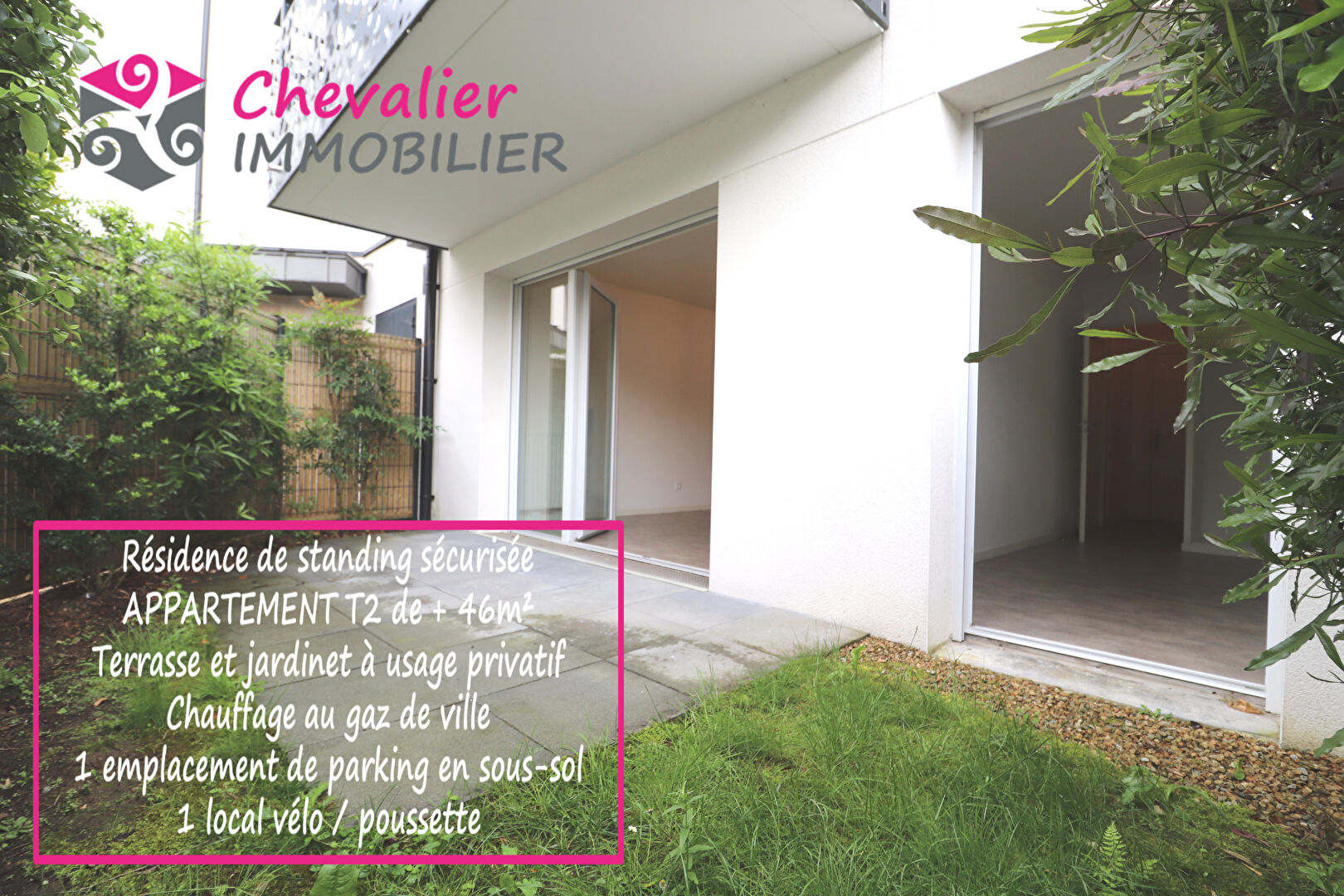 Résidence au centre ville : appartement T2 avec jardinet privatif