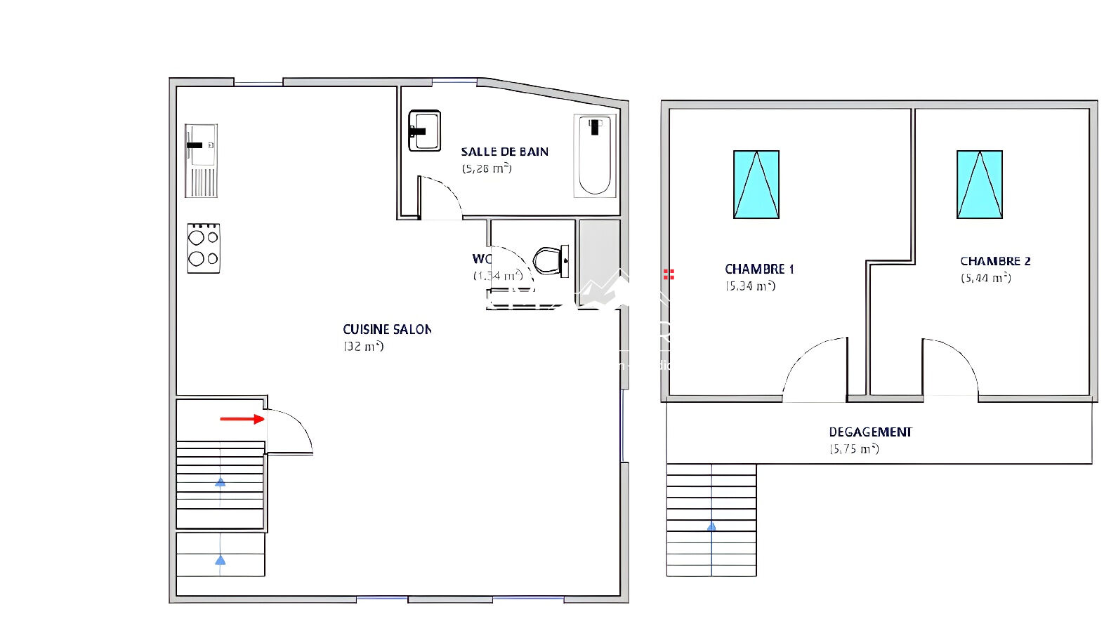 Photo A LOUER Appartement  duplex meublé  Saint Andre 3 pièce(s) + garage image 6/6