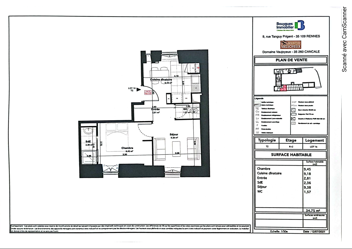 APPARTEMENT 2 PIECES DE 34.75 M² - MANOIR VAUJOYEUX - AU COEUR DE CANCALE - PINEL ET GARANTIE LOYERS IMPAYES