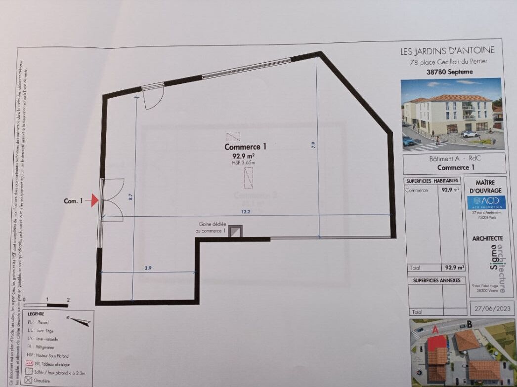 Photo DEJA VENDU  : local commercial 120.7  m2 rez de chaussée image 2/3