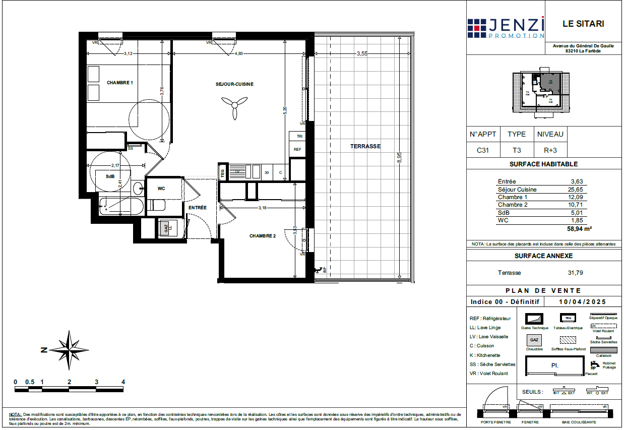 Appartement La Farlede 3 pièce(s) + parking double en sous sol
