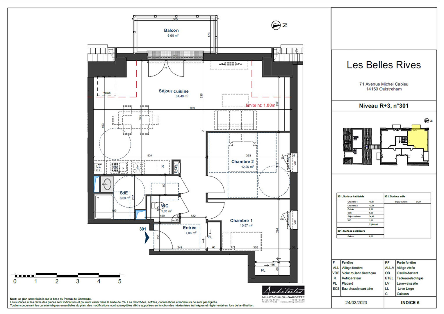 Photo OUISTREHAM Appartement Neuf  73 m² 3 pièces 2 chambres avec balcon et parking image 4/4