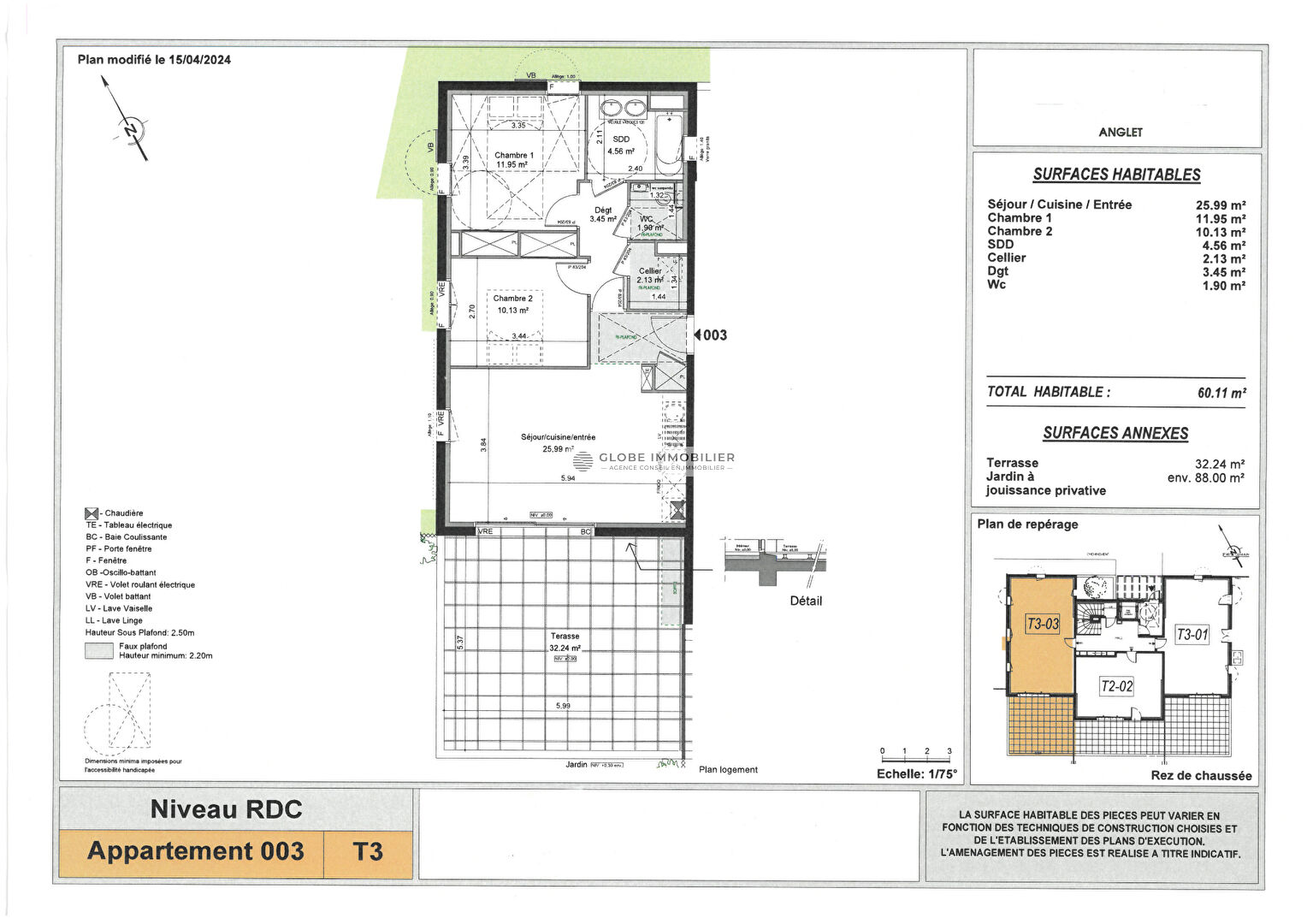 Photo Dernier lot ! Anglet Chambre d'amour T3 terrasses jardin parking image 4/4