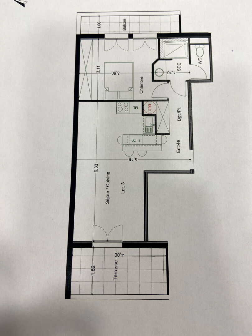 P2 centre ville 1er étage