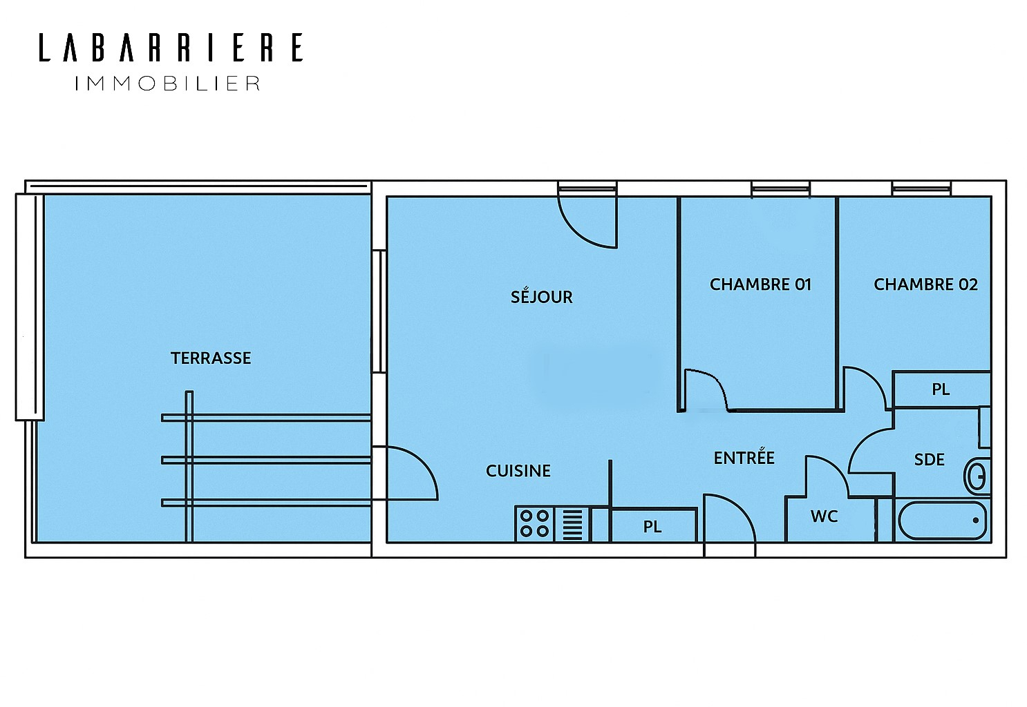 Photo T3 de 69 m² - Terrasse 39 m² , garage & cave. image 5/6