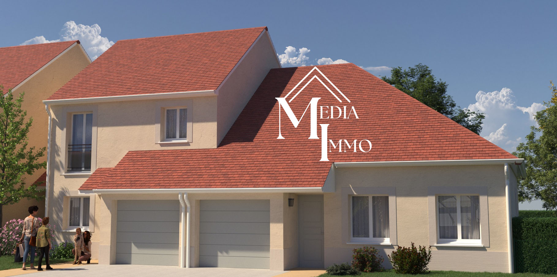 Lescar, maison de plain-pied de type T4 avec garage et jardin.