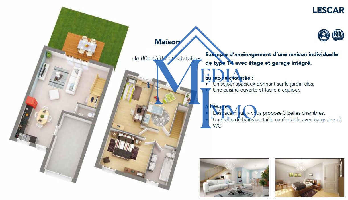 Photo Lescar, maison neuve de type T4 avec jardin et garage dans quartier résidentiel. image 2/4