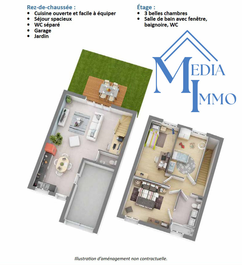 Photo Lescar, maison neuve de type T4 avec jardin et garage dans quartier résidentiel. image 3/4