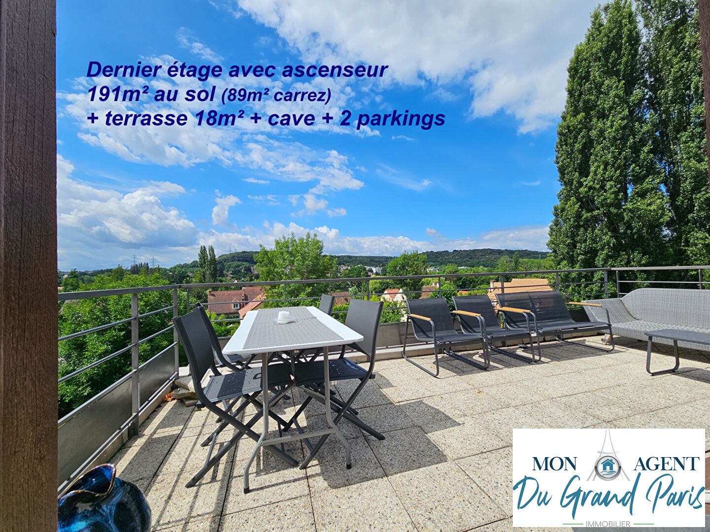 Appartement atypique dernier etage ascenseur terrasse vue vallee Verrieres le Buisson proche Bievres