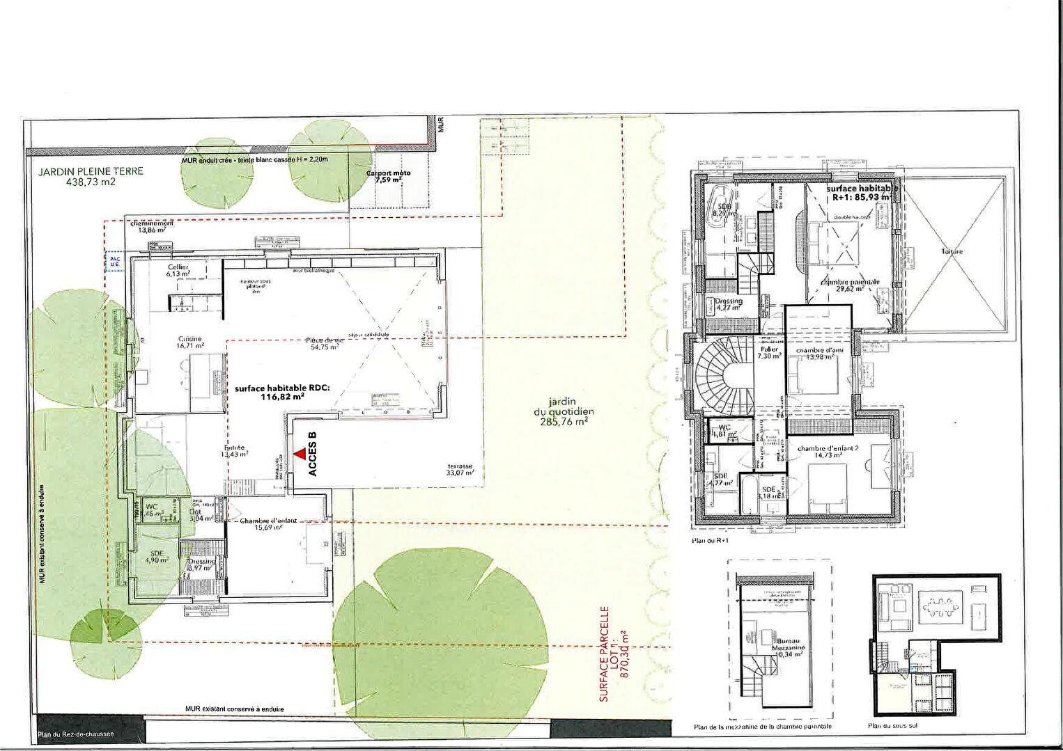 CHATOU quartier BRIMONT terrain à bâtir de 870 M² à 10 mn du RER vendu avec permis de construire