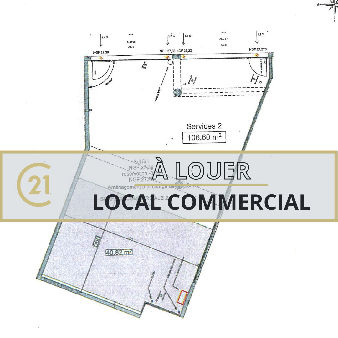 Local commercial à louer - 106.6 m2 - 14 - Calvados
