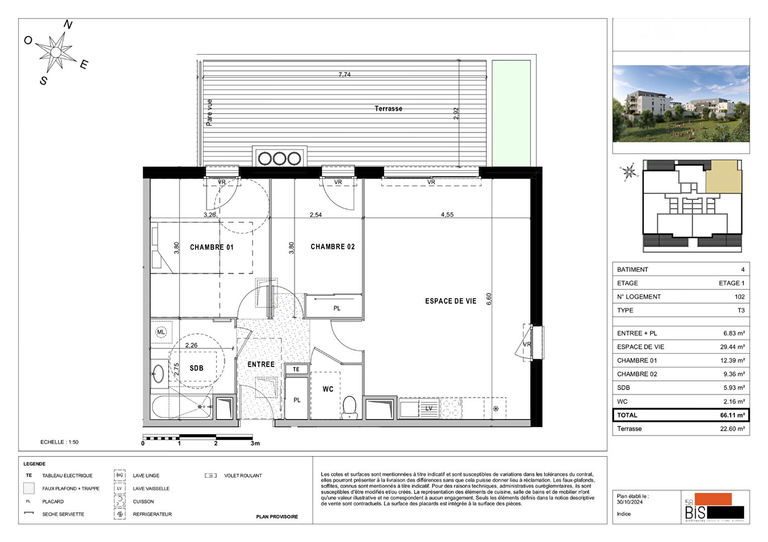 SCIEZ - Appartement T3 - 66.11m²