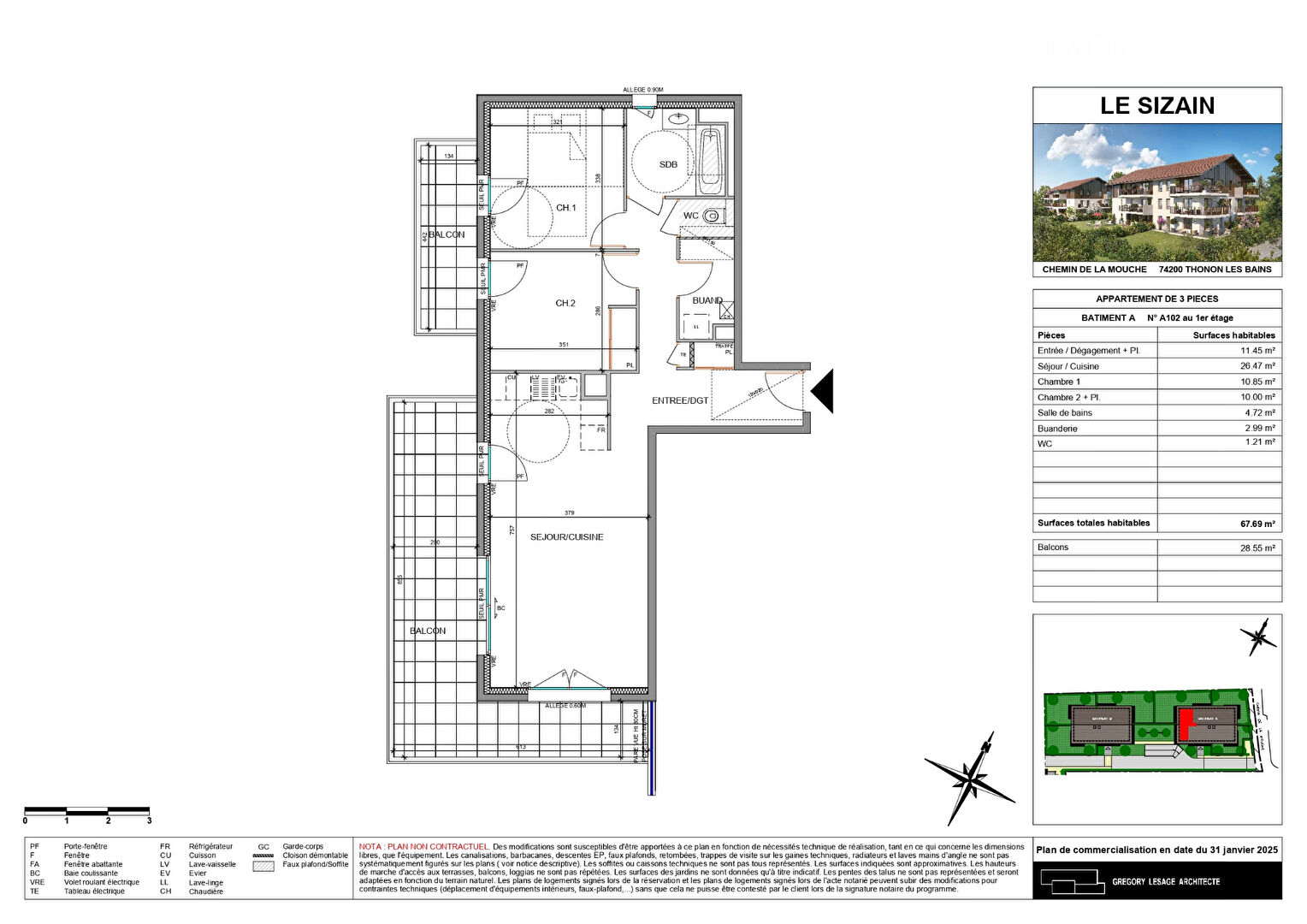 Photo Nouveauté - THONON LES BAINS - Appartement T3 image 2/4
