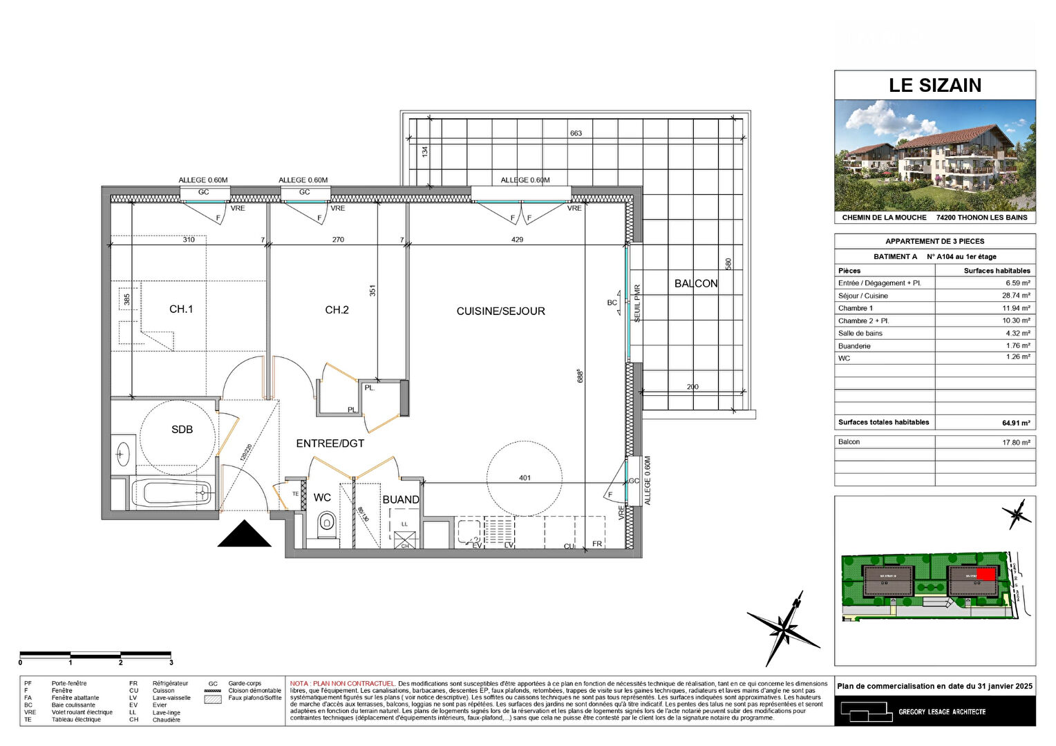 Photo Nouveauté - THONON LES BAINS - Appartement T3 image 2/4
