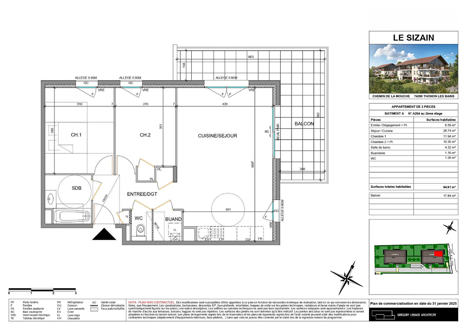 Photo Nouveauté - THONON LES BAINS - Appartement T3 image 5/5