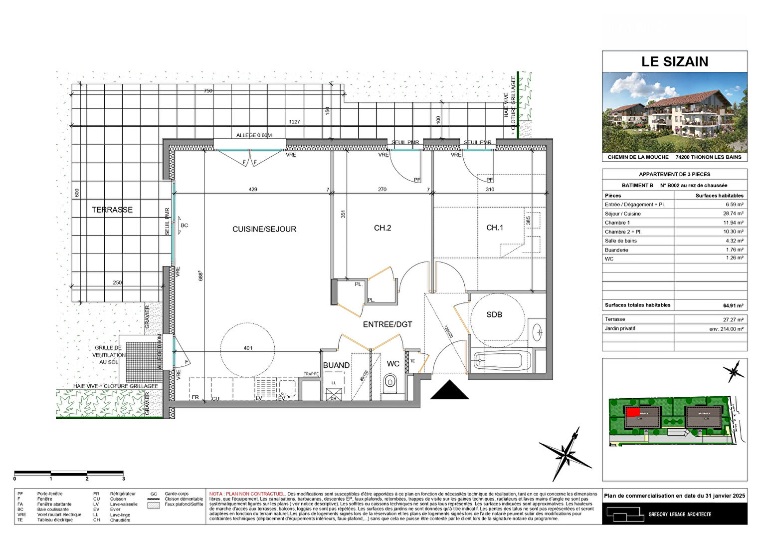 Photo Nouveauté - THONON LES BAINS - Appartement T3 RDJ image 2/5
